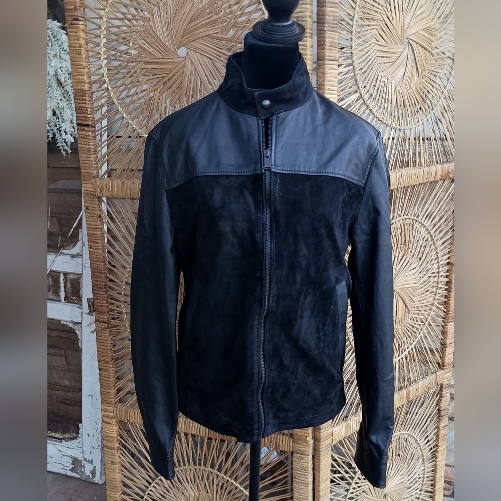 Murano Premium Leather Black Lambskin Leather and Suede Jacket_S - Picture 2 of 9